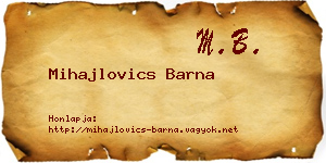 Mihajlovics Barna névjegykártya